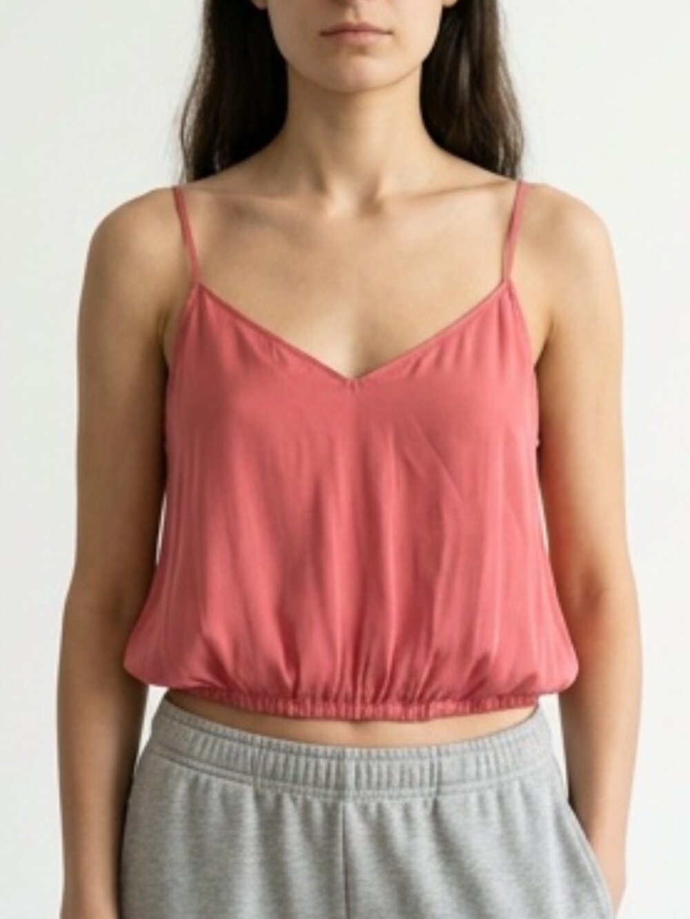 NWT Hot Pink Reset Pink Strappy Silky Satin Camisole Bubble Hem Blouse Medium M